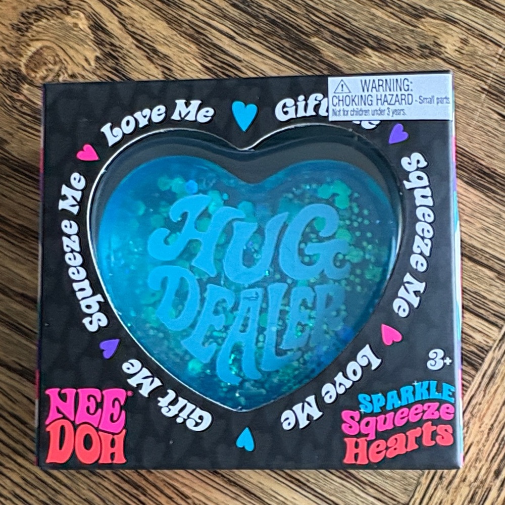 NeeDoh Sparkle Squeeze Hearts Blue "Hug Dealer" Stress Toy